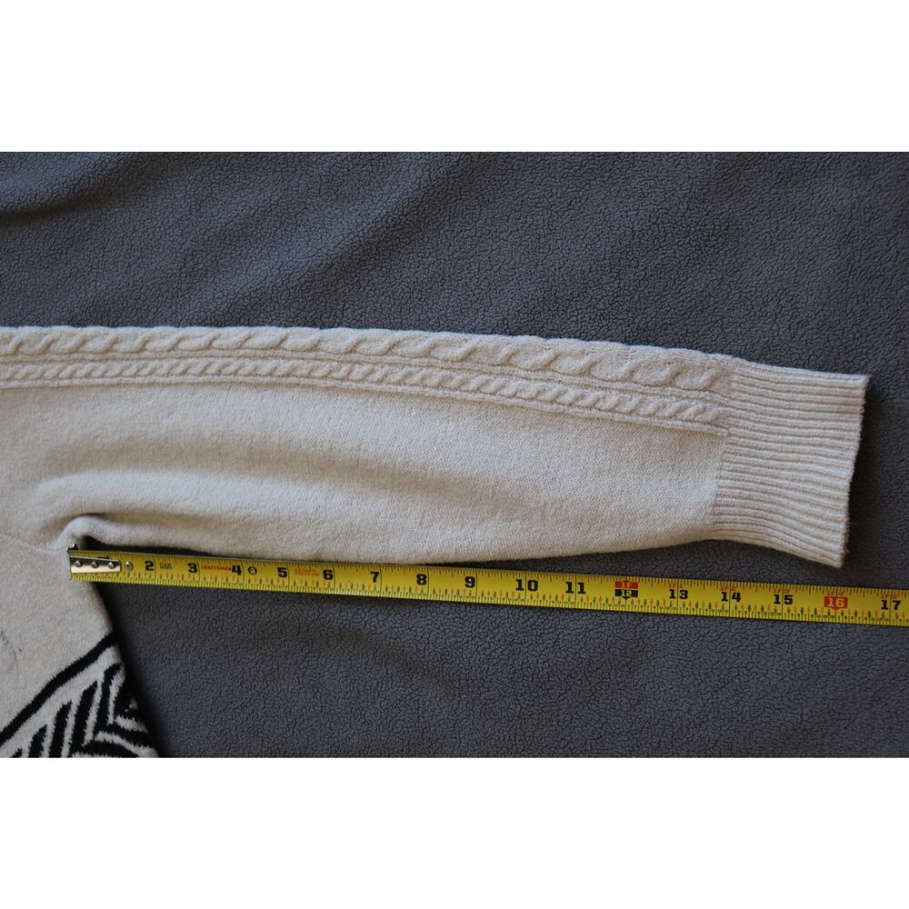 LUCKY BRAND Sweater Dress Large Cream Black White Geometric Diamond Cable Knit - Picture 8 of 13